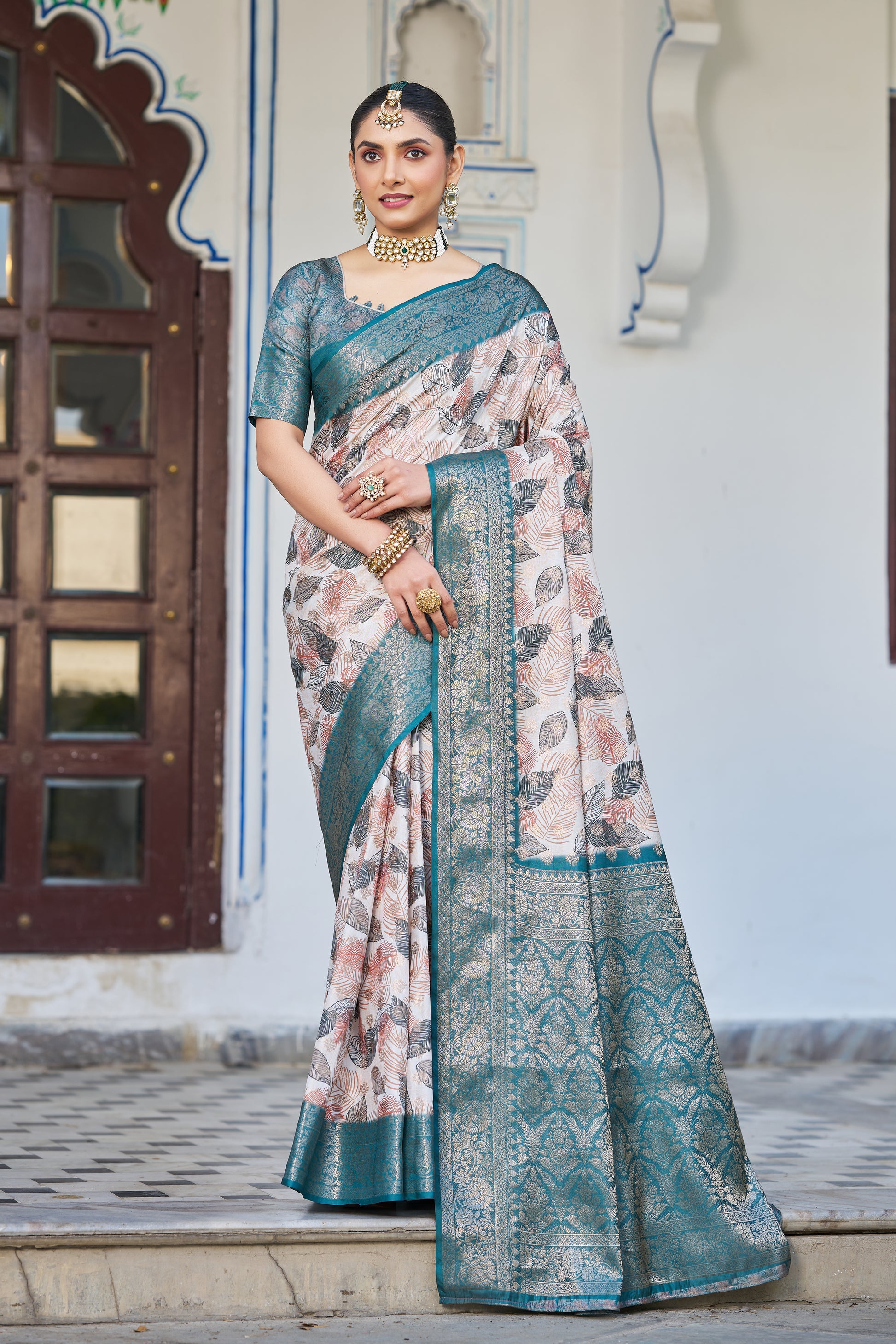 Artful Digital Bloom on Sheer Organza Silk