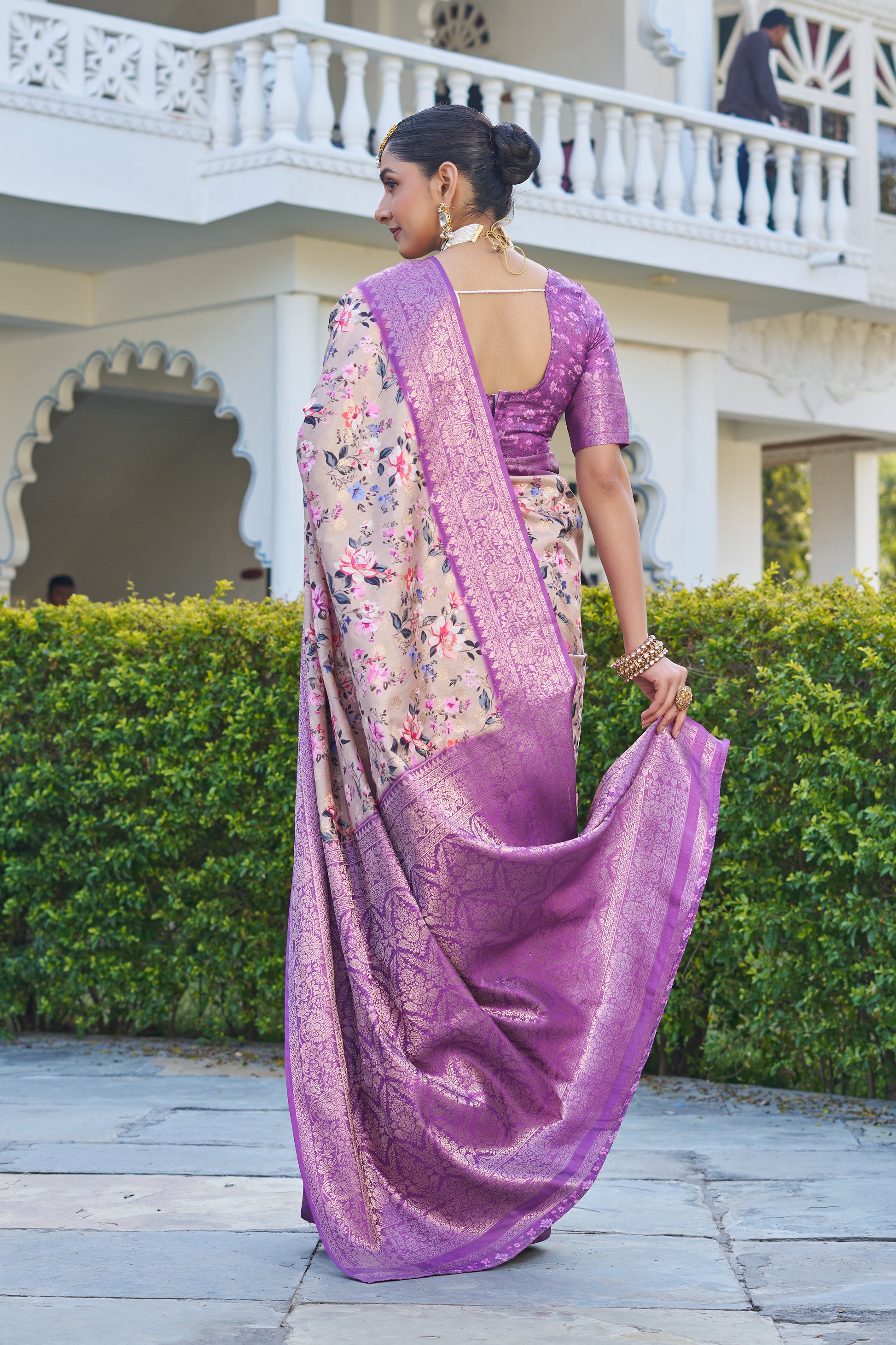 Artistic Digital Motifs on Luxe Cotton Silk Blend
