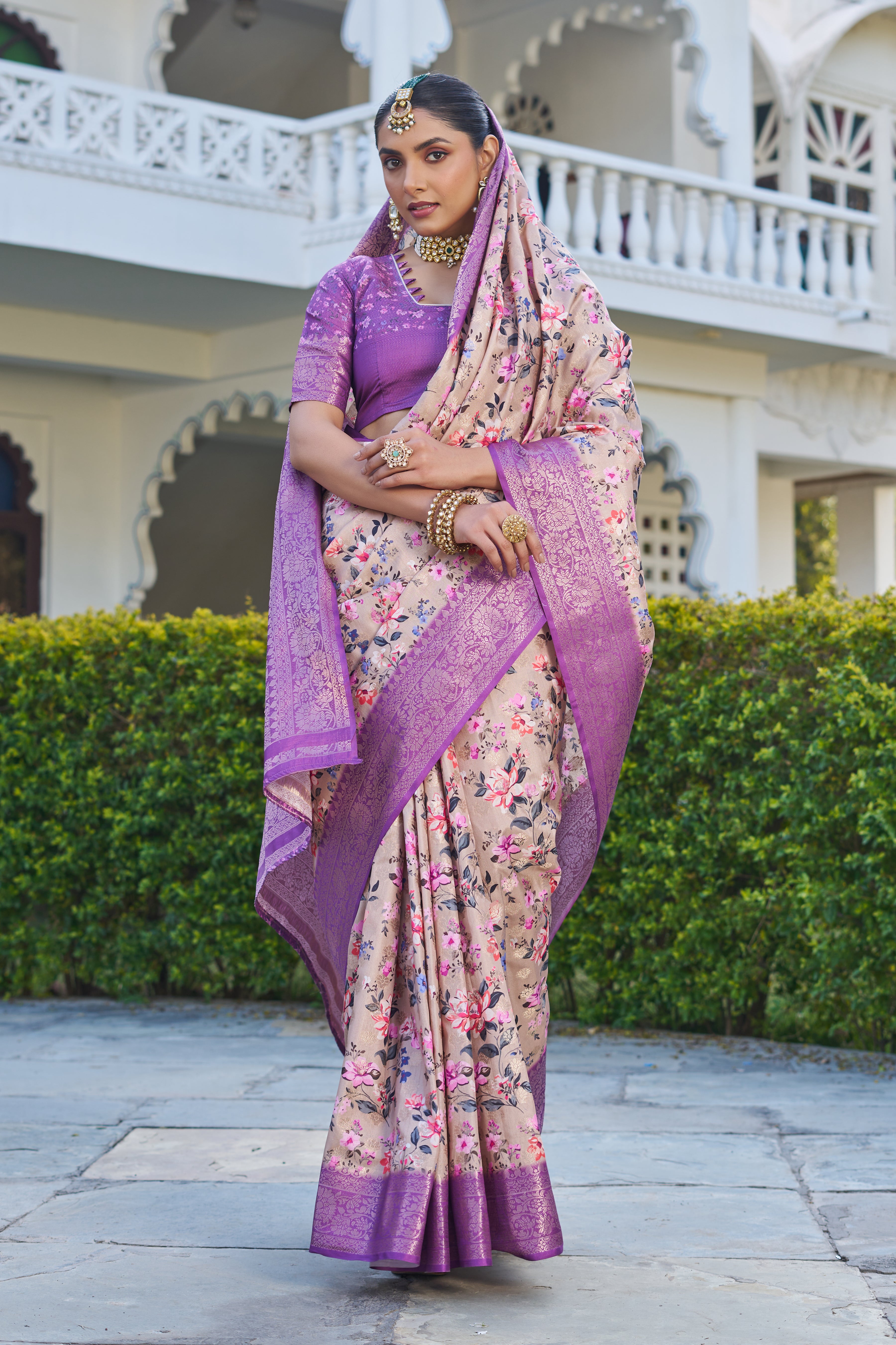 Artistic Digital Motifs on Luxe Cotton Silk Blend