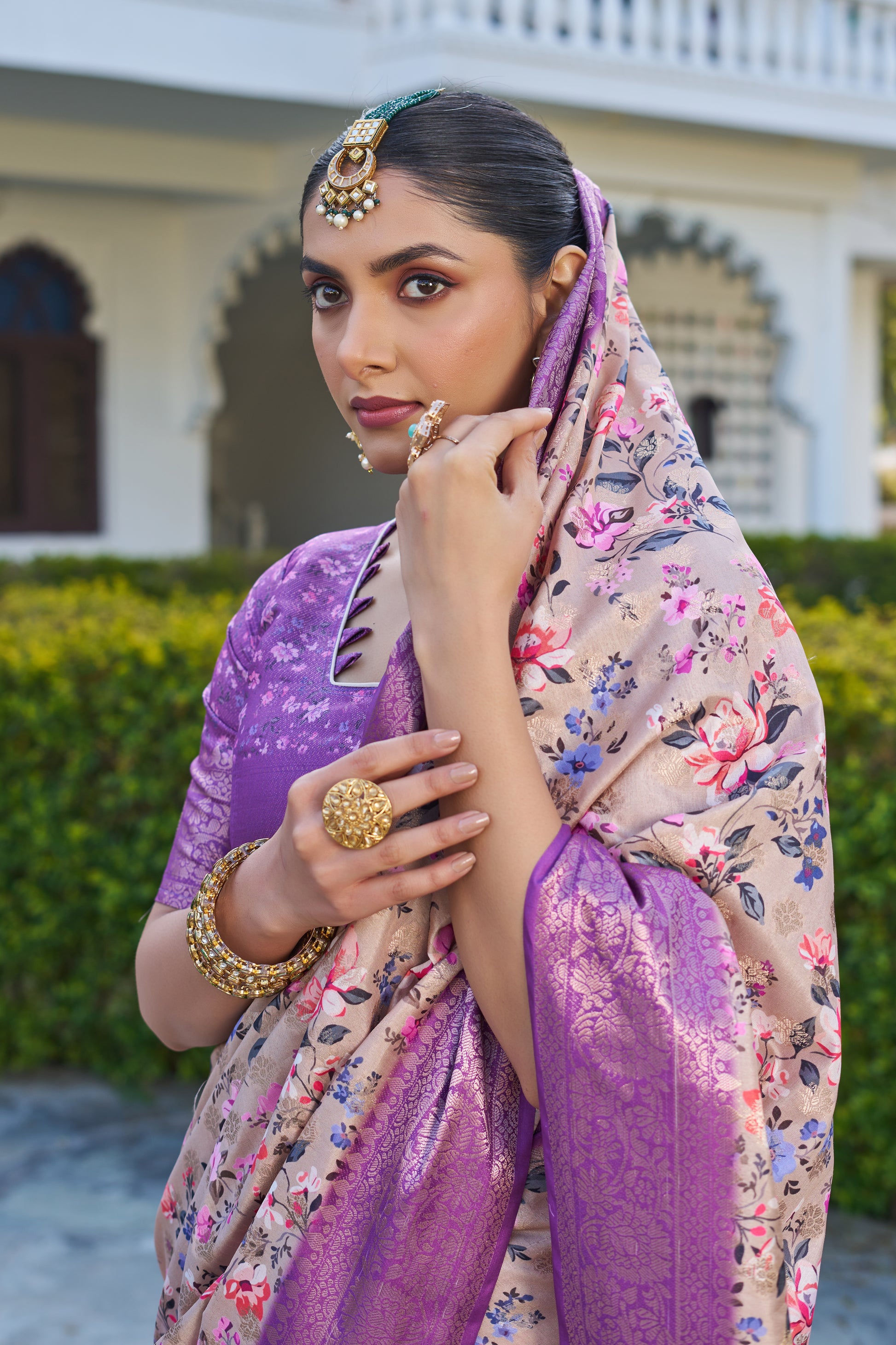 Artistic Digital Motifs on Luxe Cotton Silk Blend