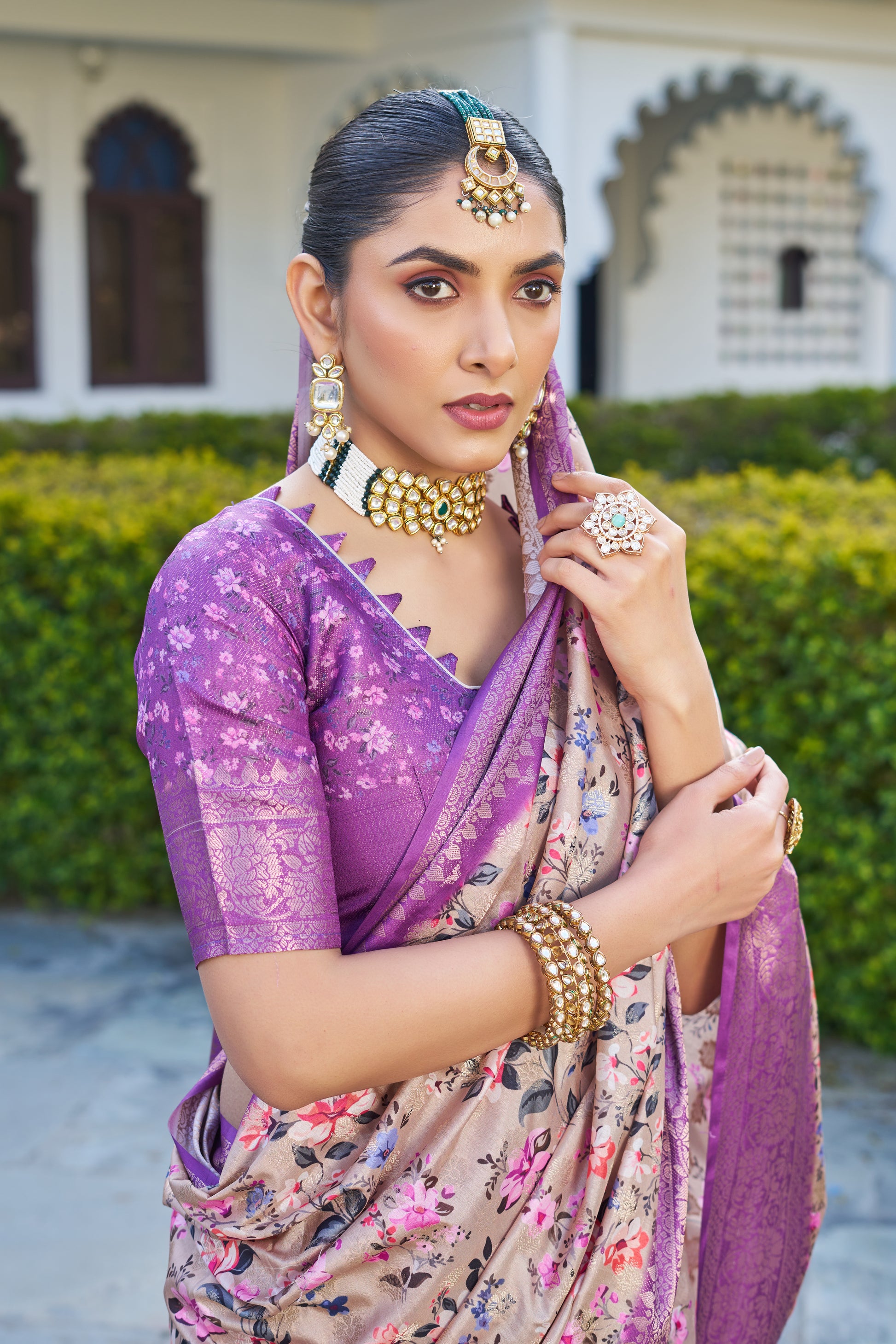 Artistic Digital Motifs on Luxe Cotton Silk Blend