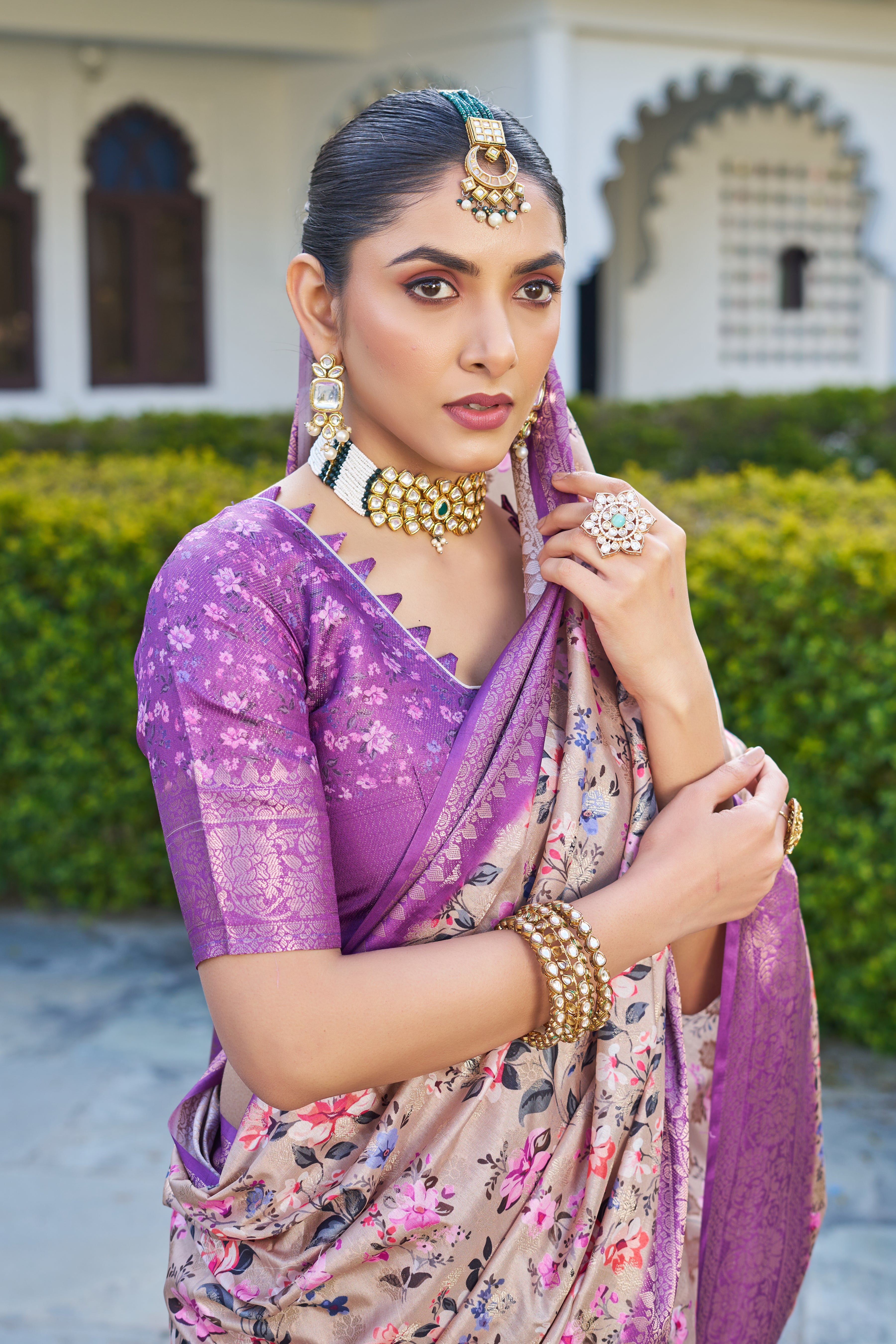 Artistic Digital Motifs on Luxe Cotton Silk Blend