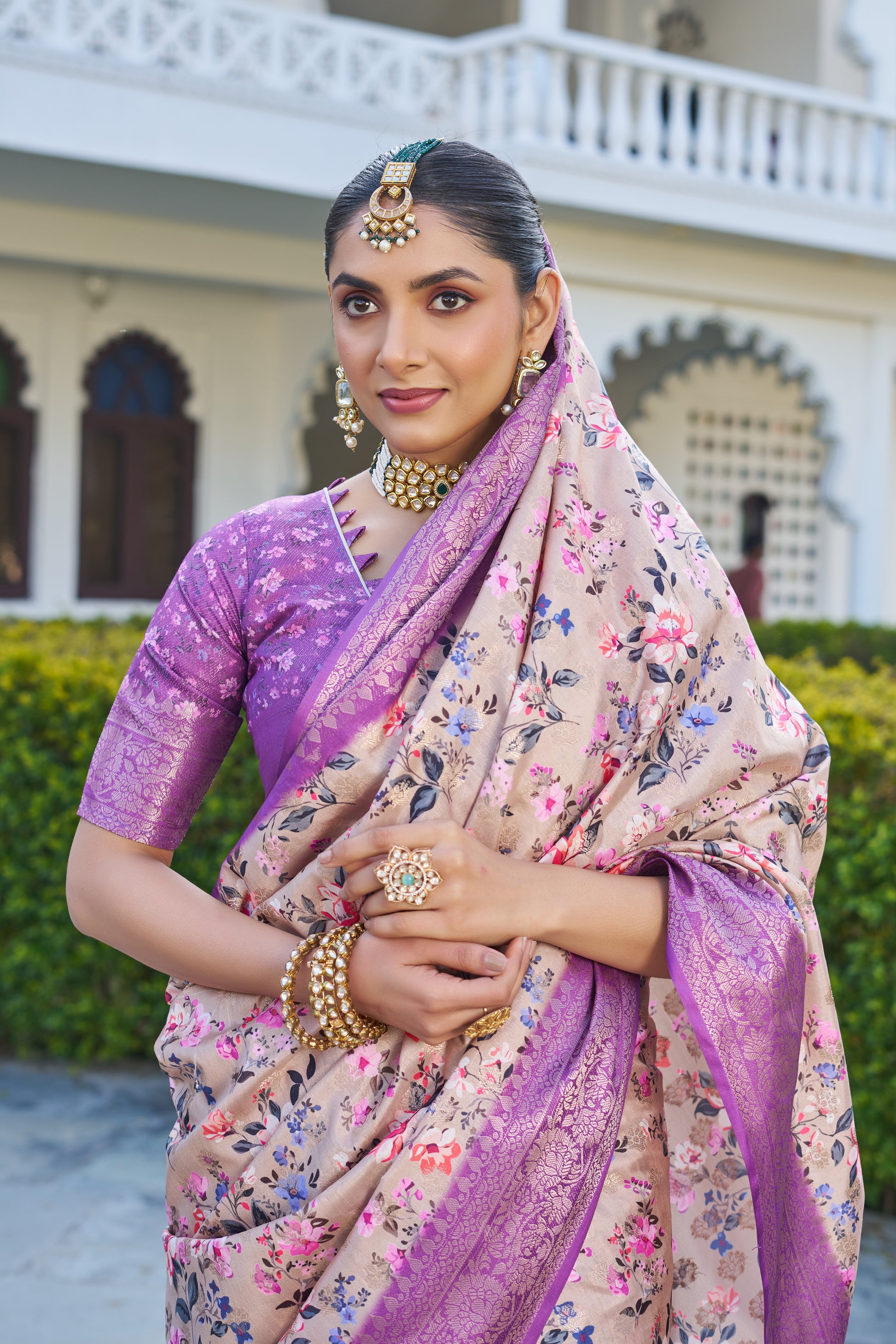 Artistic Digital Motifs on Luxe Cotton Silk Blend