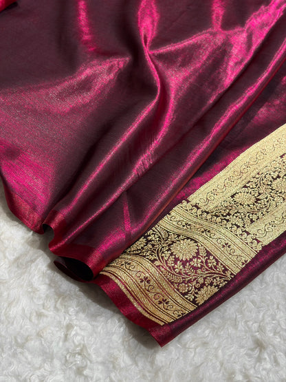 Cross Pattern Banarasi Satin Silk Saree | Jacquard Weave Satin Katan Silk Saree for Women