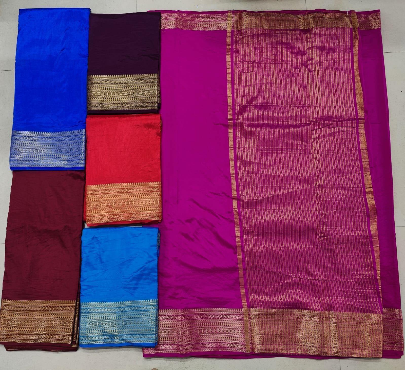 Traditional Mysore silk sarees in beautiful zari border
