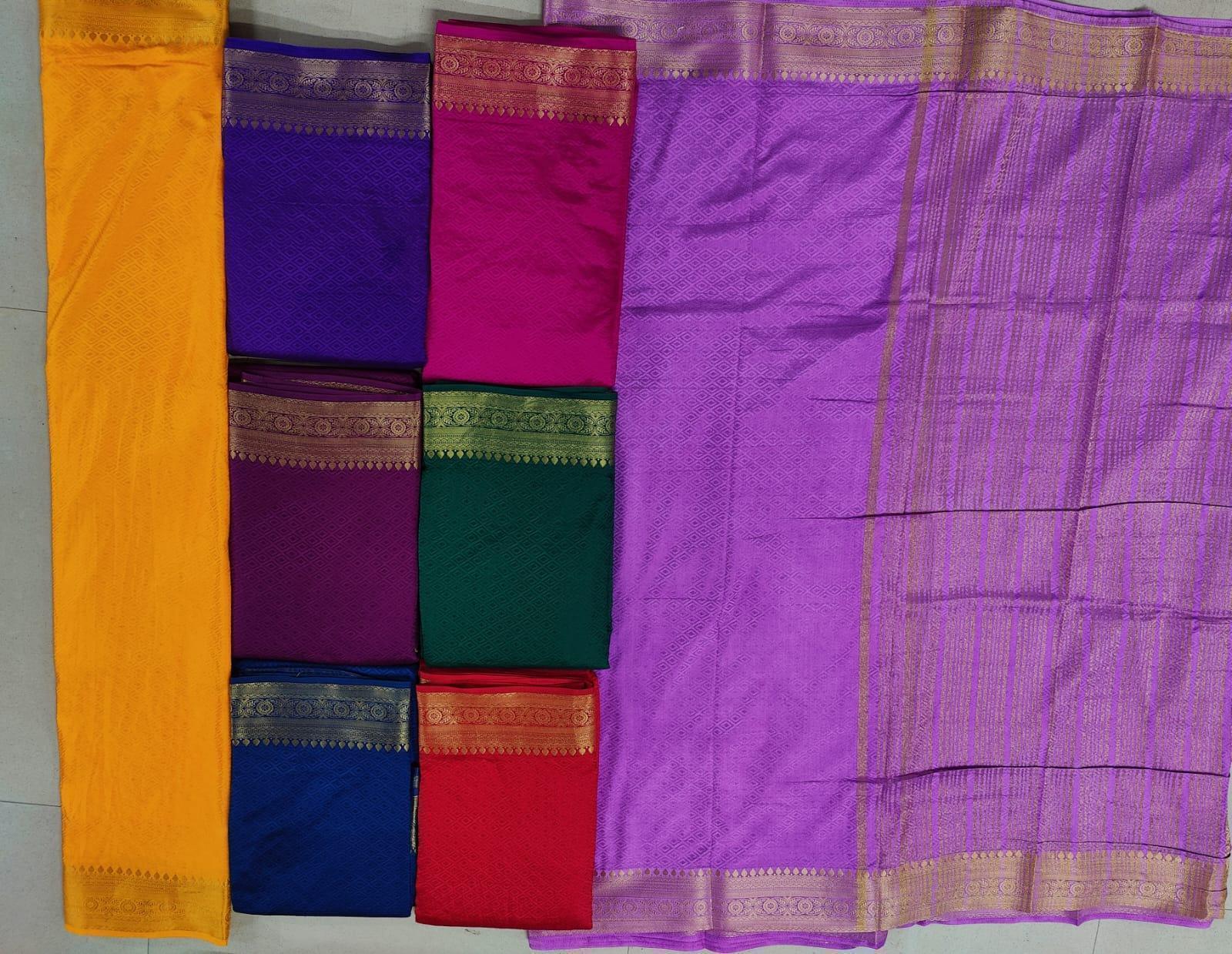 Traditional Mysore silk sarees in beautiful zari border