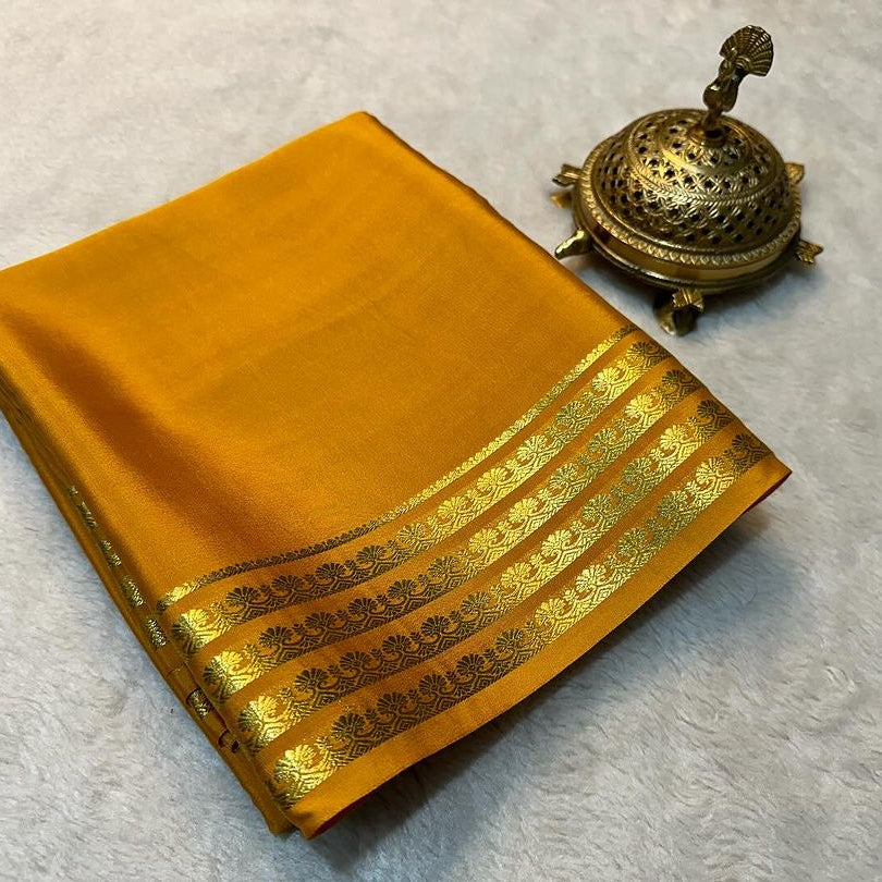 Traditional Mysore silk sarees in beautiful zari border