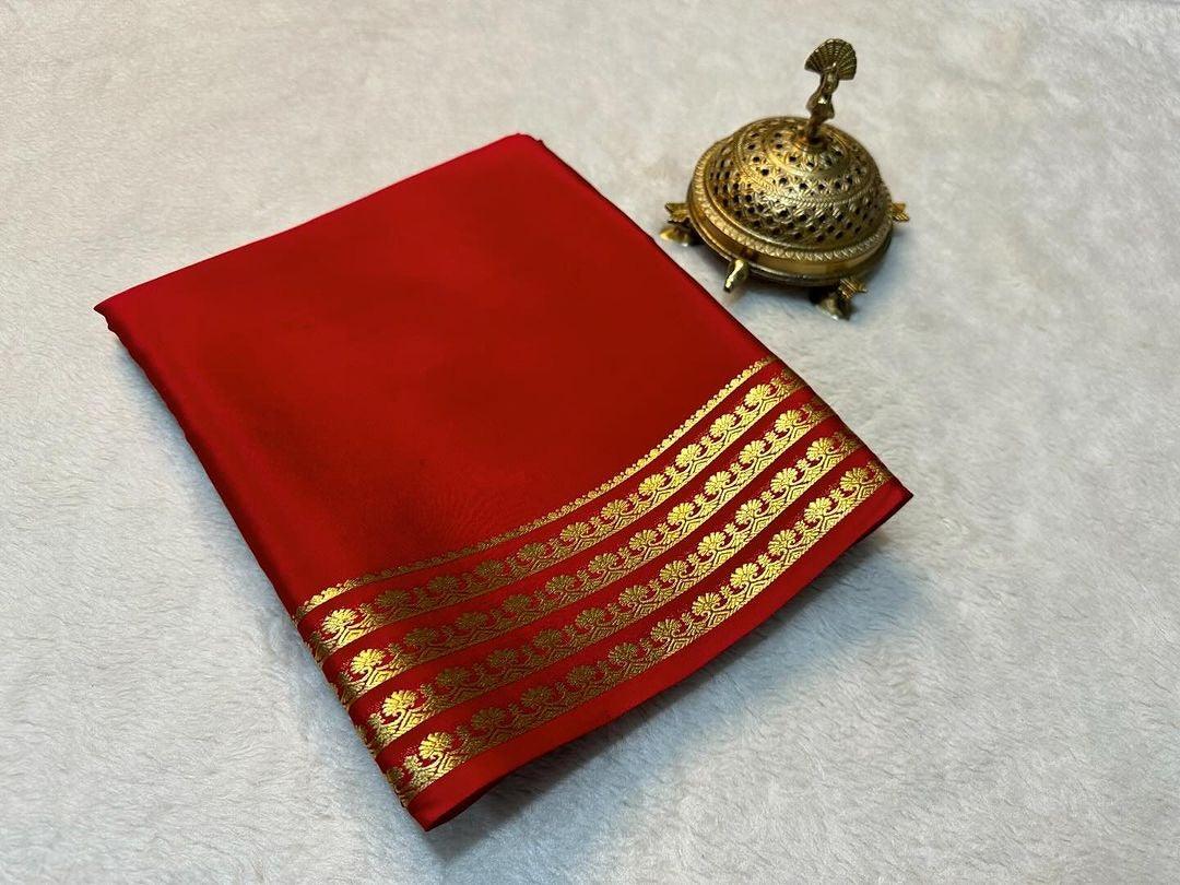 Traditional Mysore silk sarees in beautiful zari border