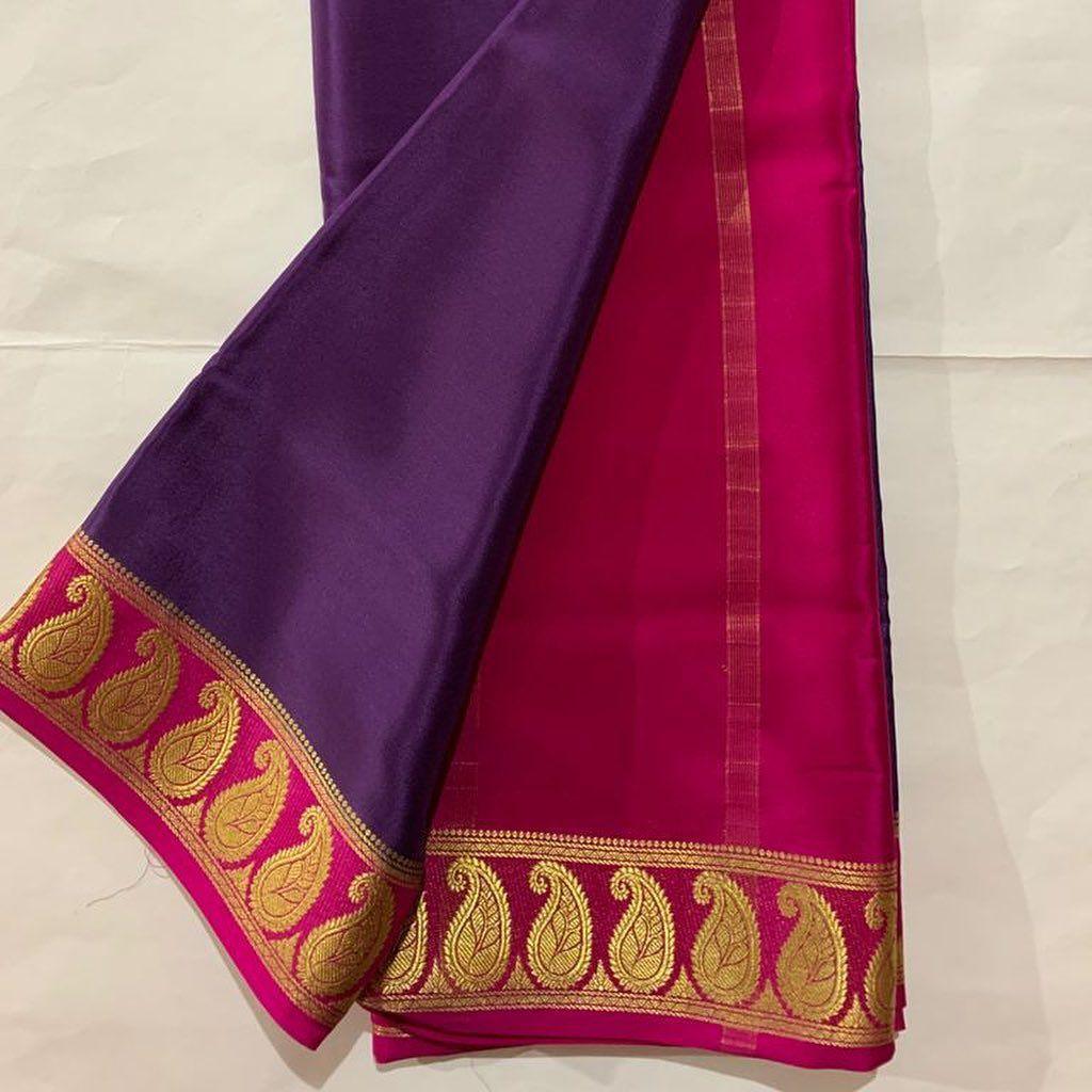 Silken Whispers: Mysore Silk with Delicate Border Work