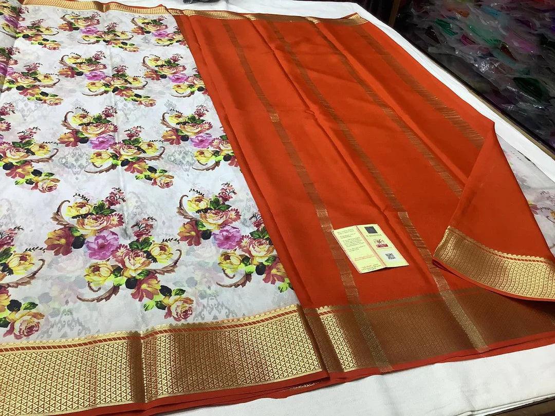 Elegant Mysore Printed Crepe Silk Sarees for Every Day