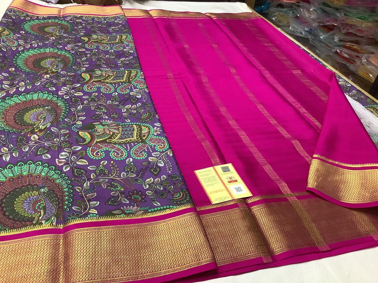 Mysore Printed Floral Silk Sarees for Modern Women