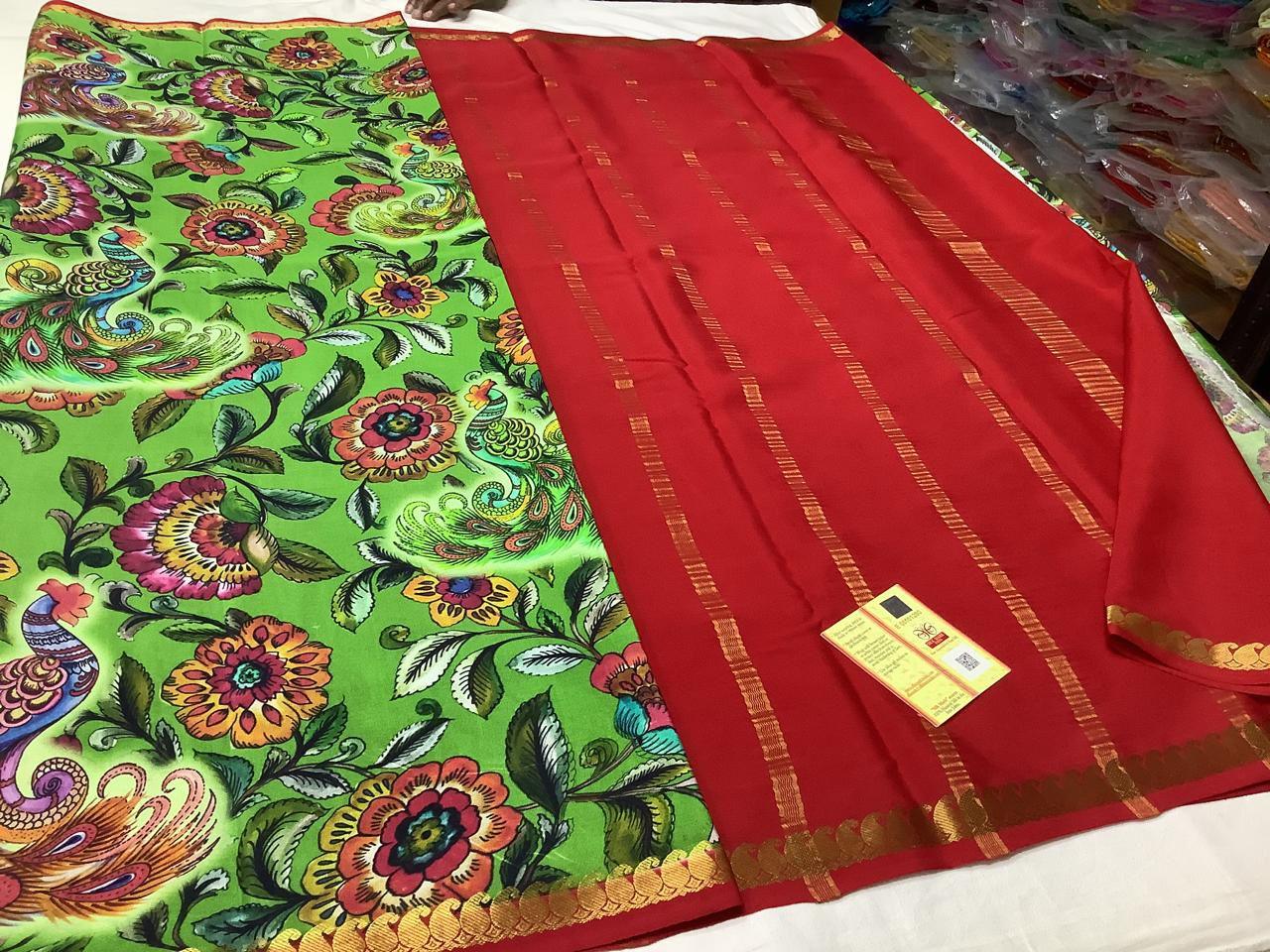 Classic Mysore Printed Floral Silk Sarees