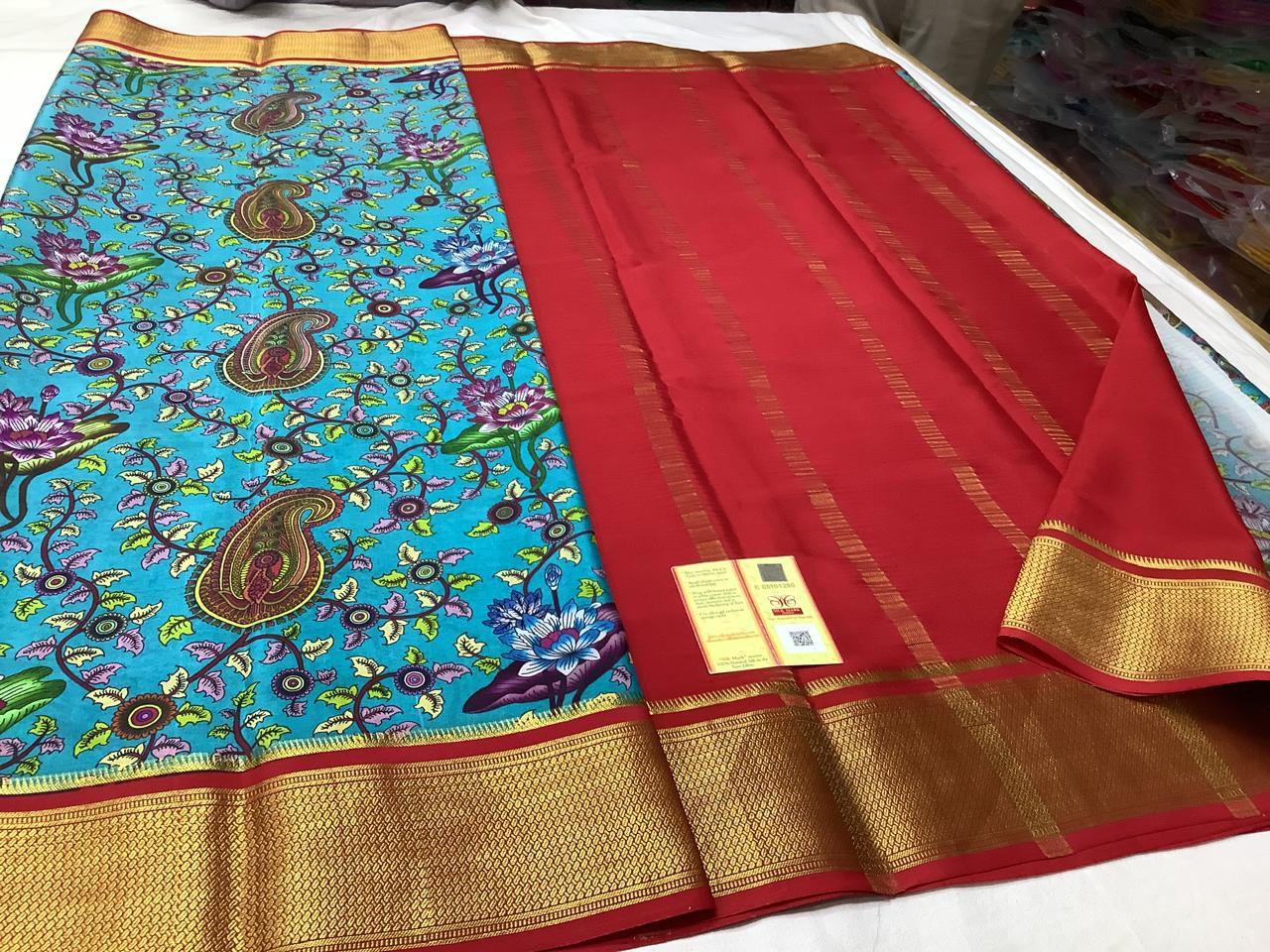 Mysore Printed Crepe Silk Sarees with Traditional Charm