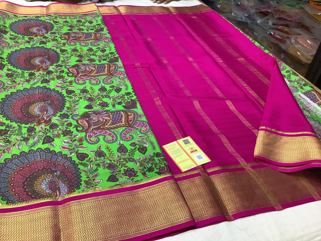 Mysore Printed Crepe Silk Sarees with Floral Designs