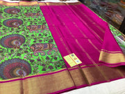 Mysore Printed Crepe Silk Sarees with Floral Designs