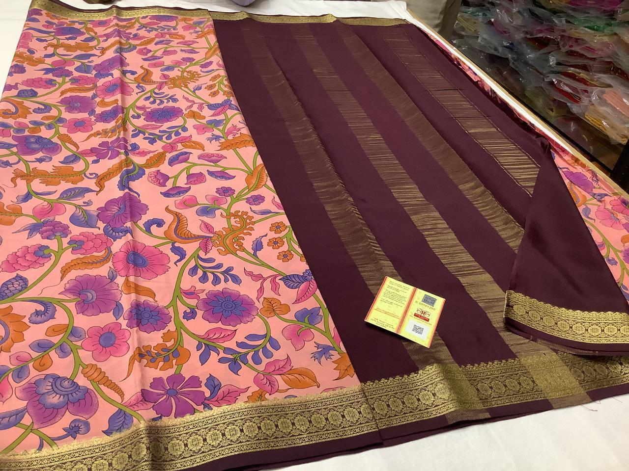 Mysore Printed Floral Silk Sarees for Festive Looks