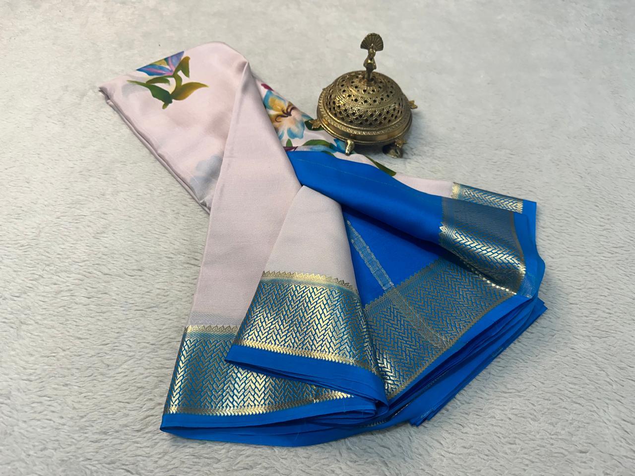 Mysore Printed Crepe Silk Sarees for Evening Wear