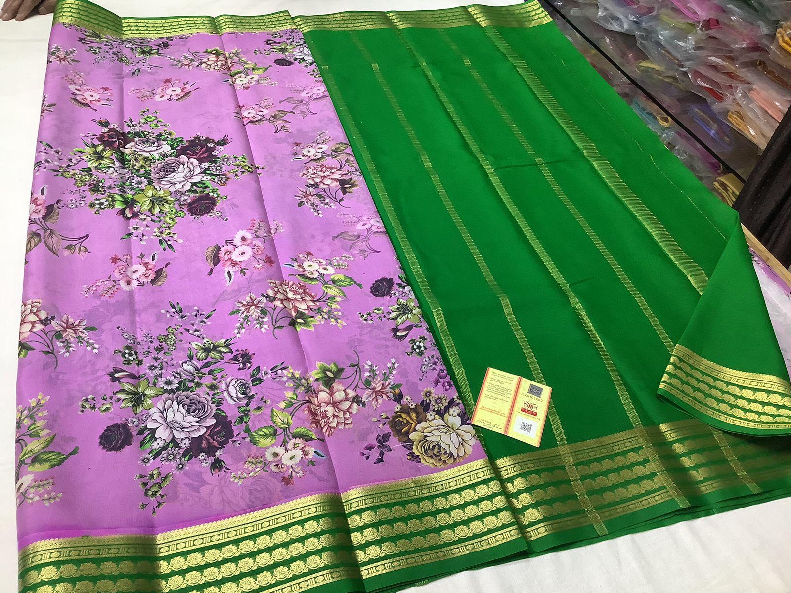 Exclusive Mysore Printed Crepe Silk Sarees