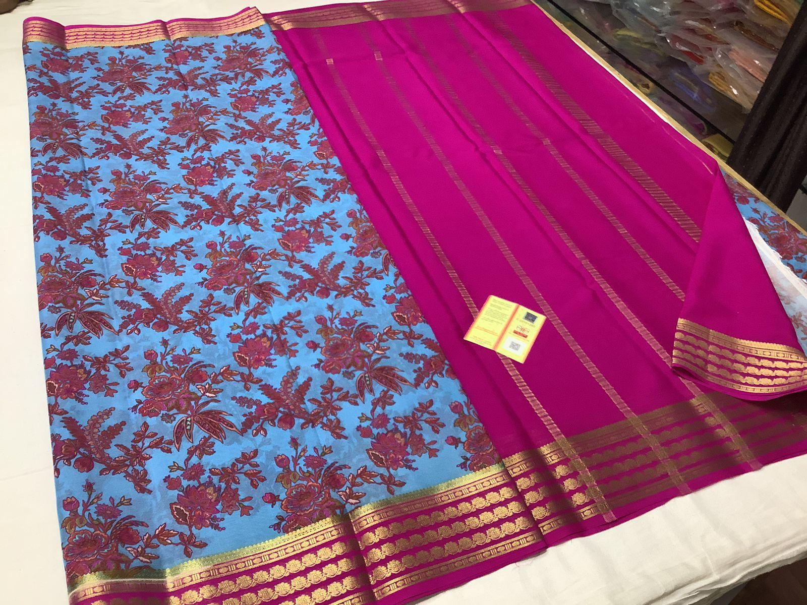 Designer Mysore Printed Crepe Silk Sarees