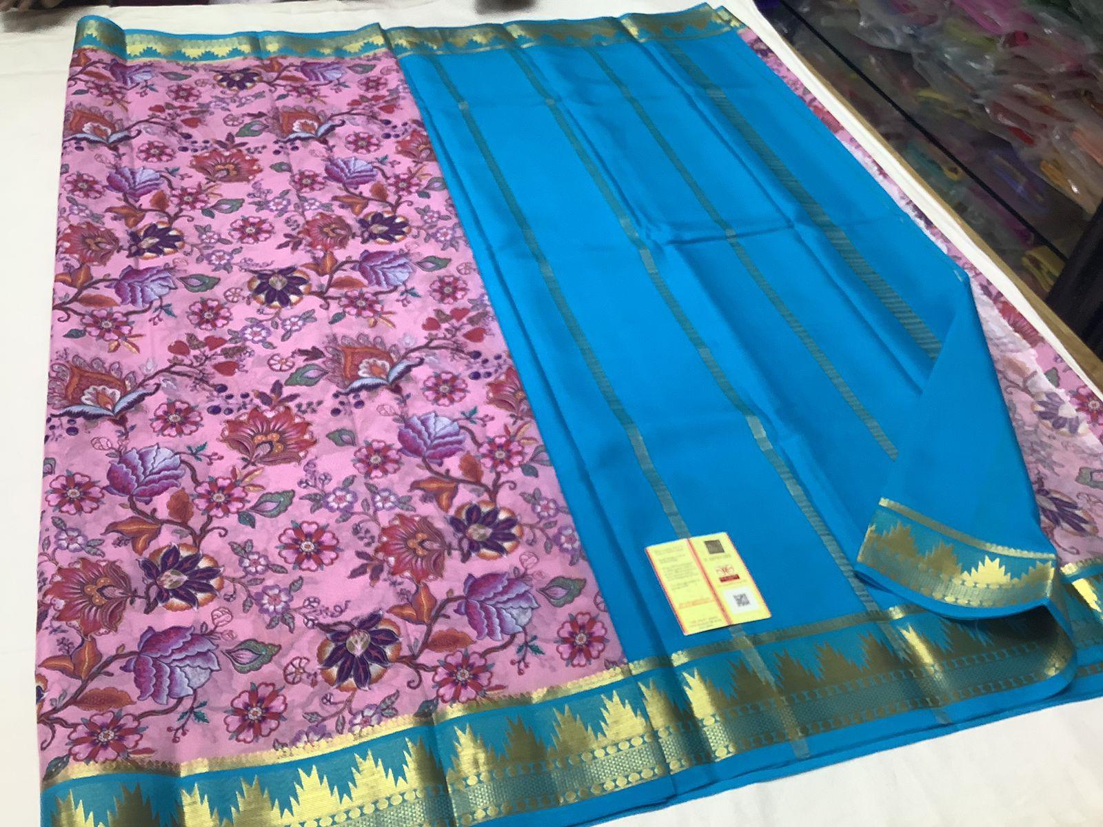 Handcrafted Mysore Printed Silk Sarees