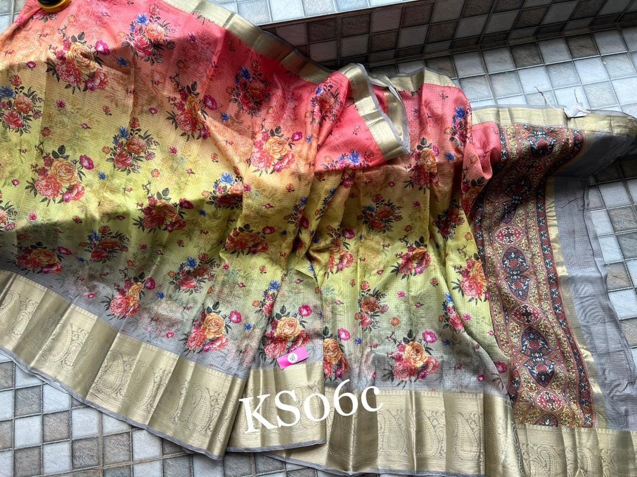 Digital printed all over saree with zari border