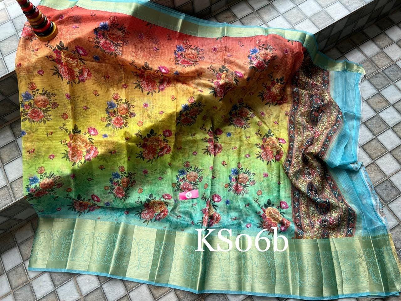 Digital printed all over saree with zari border