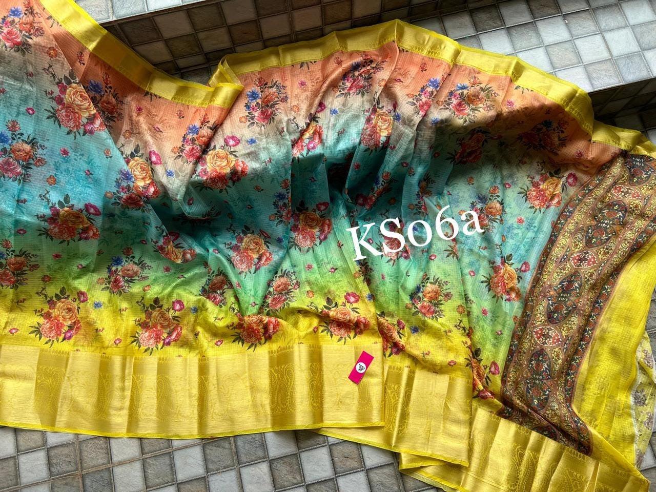 Digital printed all over saree with zari border