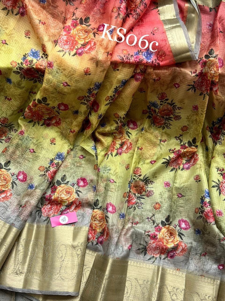 Digital printed all over saree with zari border