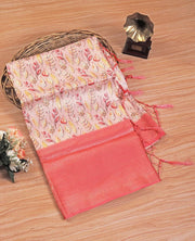 latest soft silk printed saree in peace colour
