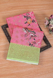 latest soft silk printed saree in Light pink color
