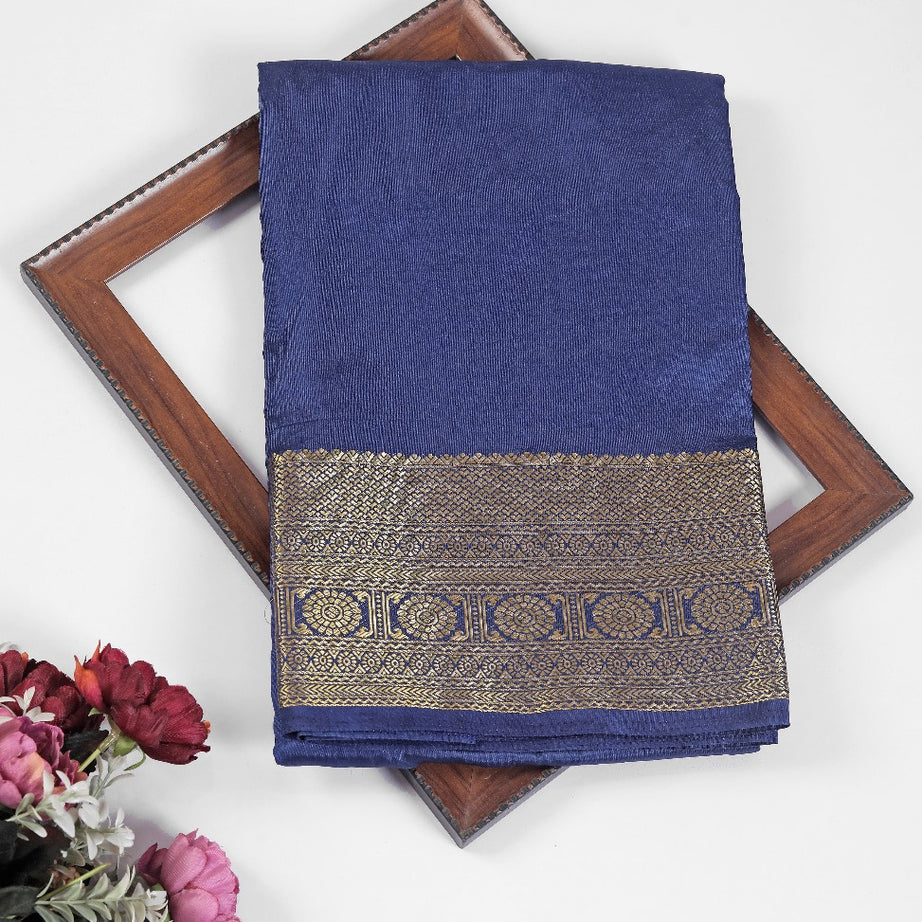 Pure Mysore Silk Sarees: Where Tradition Meets Luxury in Dark blue