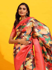 Modern Elegance: Digitally Printed Soft Silk Sarees in Salmon Pink