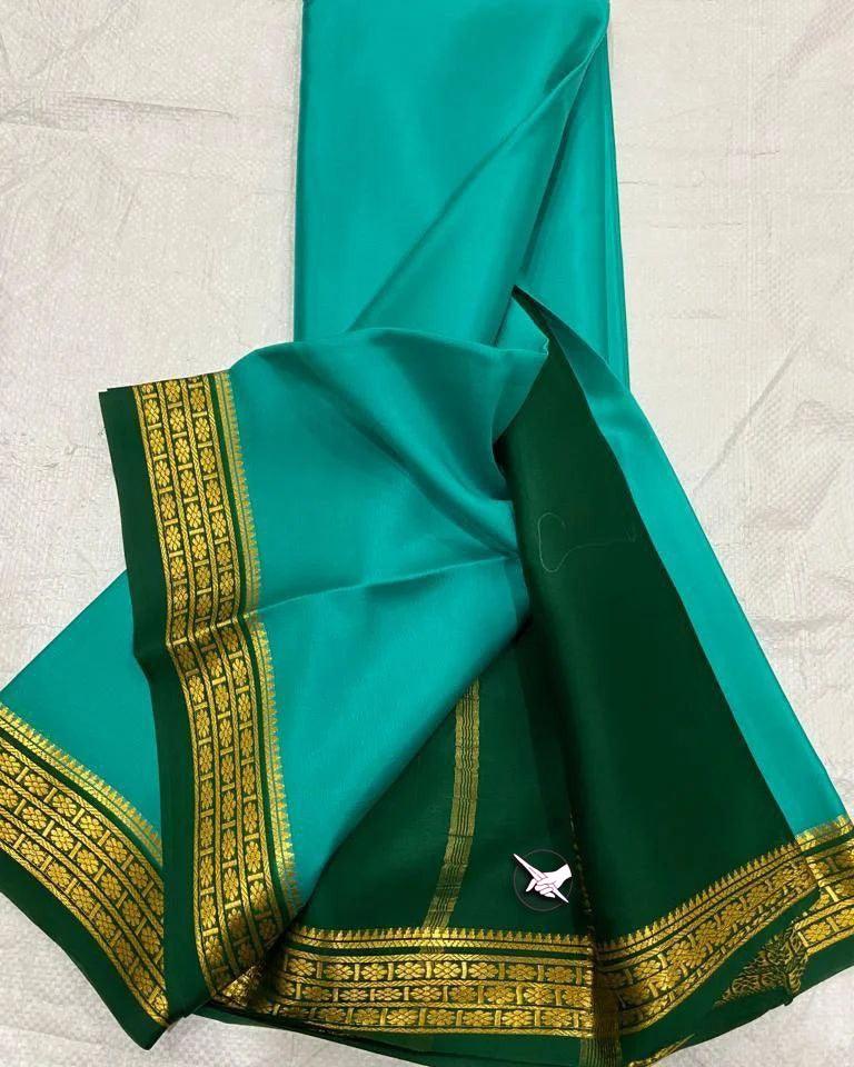 Elegant Mysore Silk Saree with Vibrant Contrast Pallu and Matching Blouse