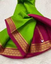 Elegant Mysore Silk Saree with Vibrant Contrast Pallu and Matching Blouse