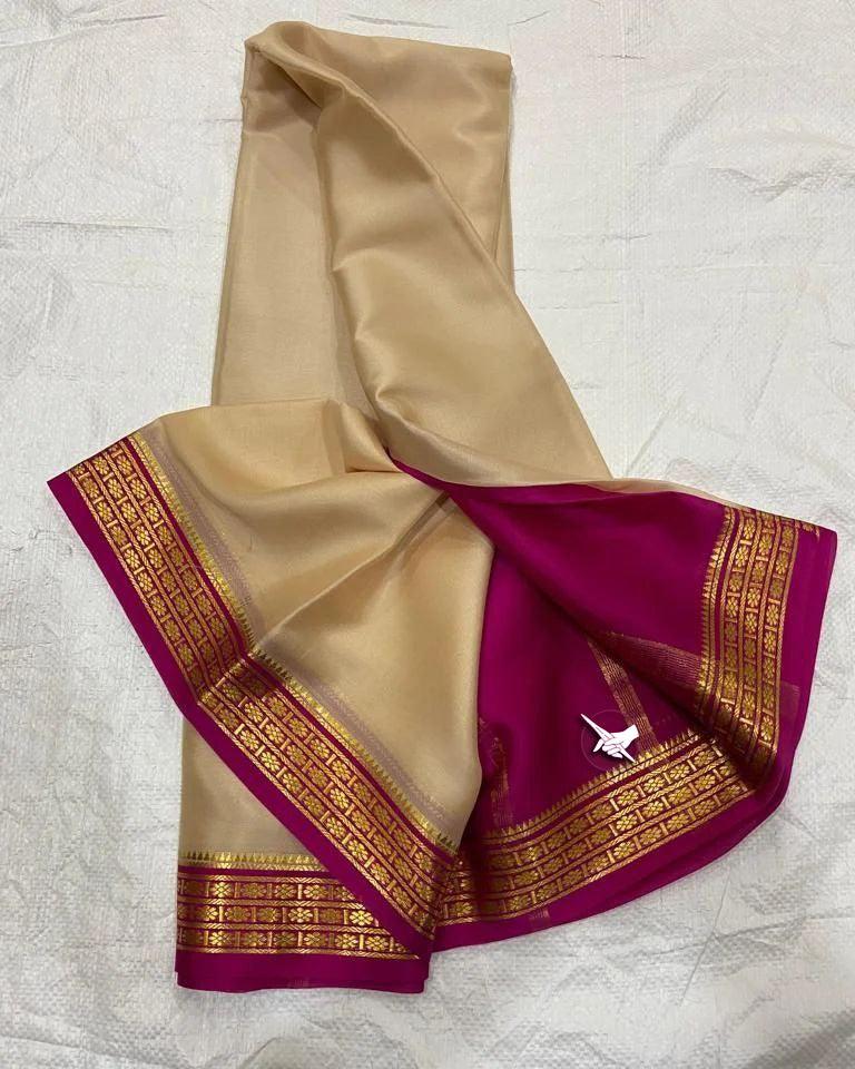 Luxurious Mysore Silk Saree Featuring Stunning Contrast Pallu and Blouse