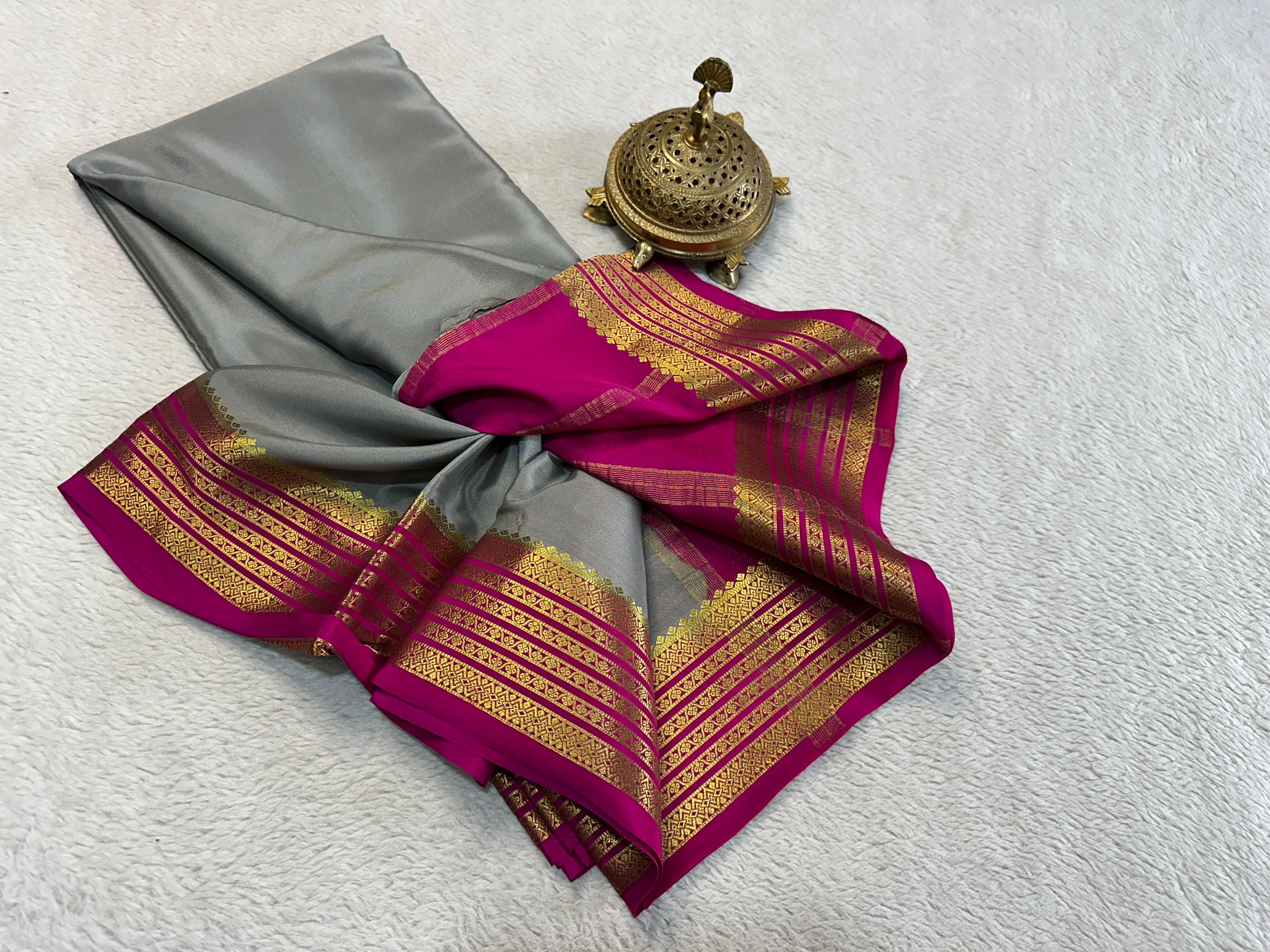 Mysore Printed Floral Silk Sarees for Grand Occasions