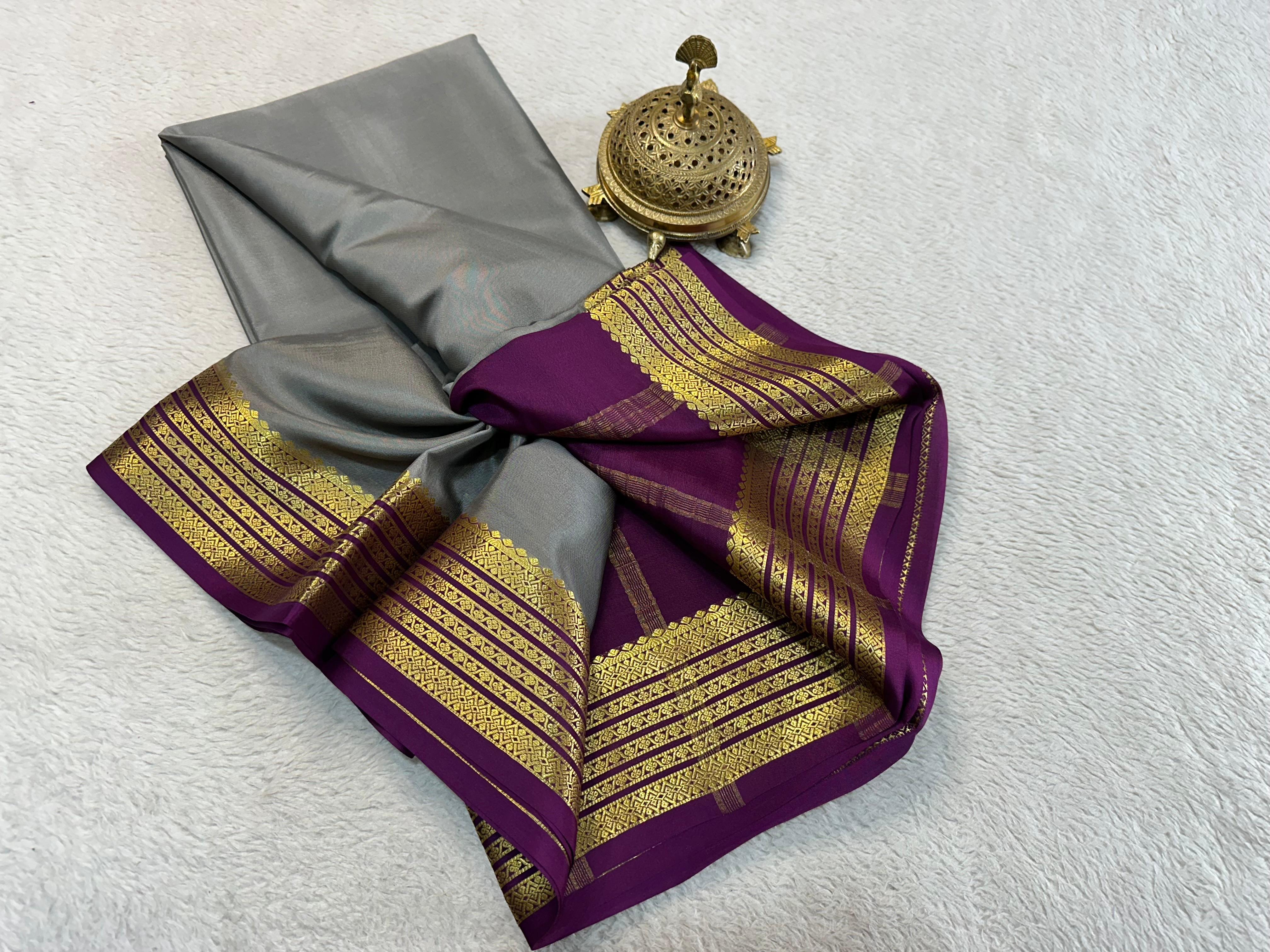 Mysore Printed Floral Silk Sarees for Grand Occasions