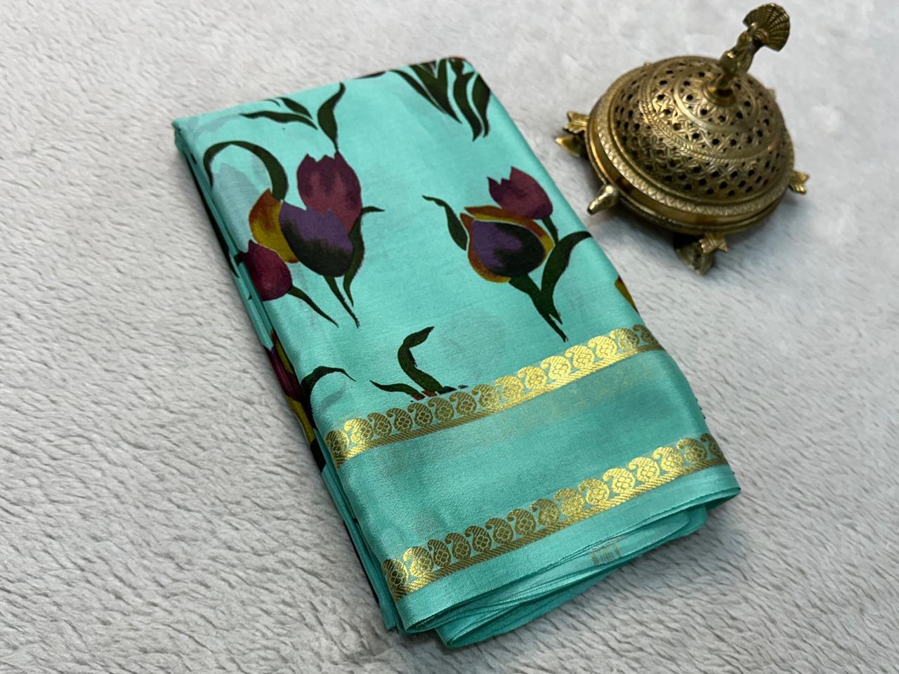 Timeless Beauty: Floral Printed Silk Sarees with Gorgeous Patta Pallu