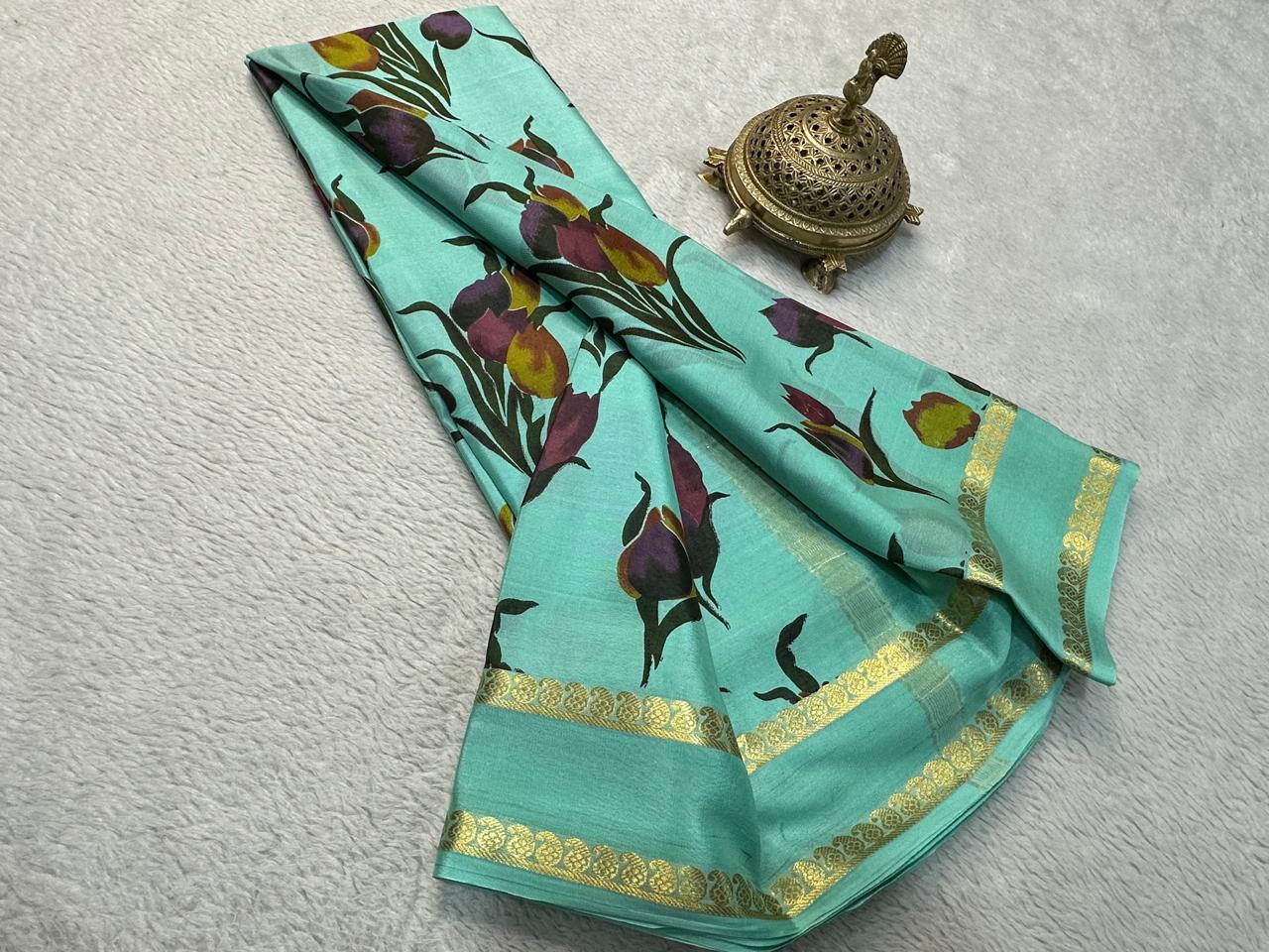 Timeless Beauty: Floral Printed Silk Sarees with Gorgeous Patta Pallu
