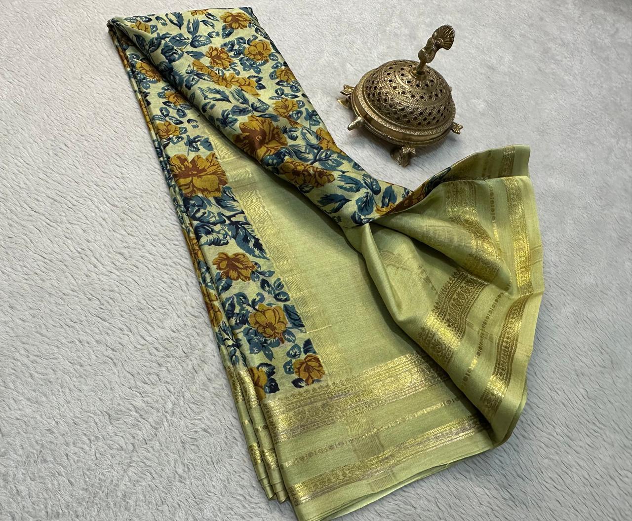 Embrace Tradition: Floral Silk Sarees with Beautiful Patta Pallu & Plain Blouse