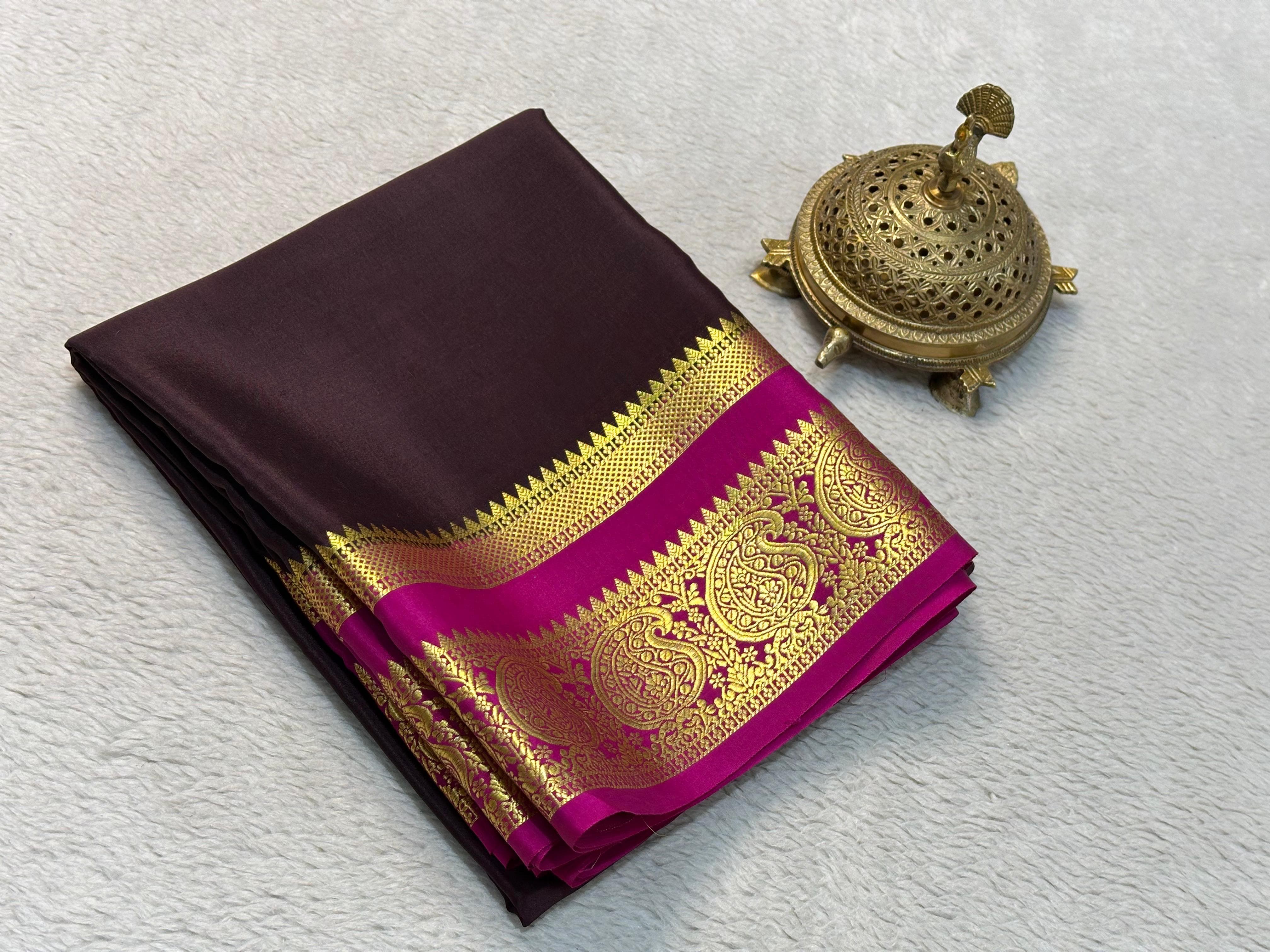 Mysore Printed Floral Silk Sarees for Grand Occasions