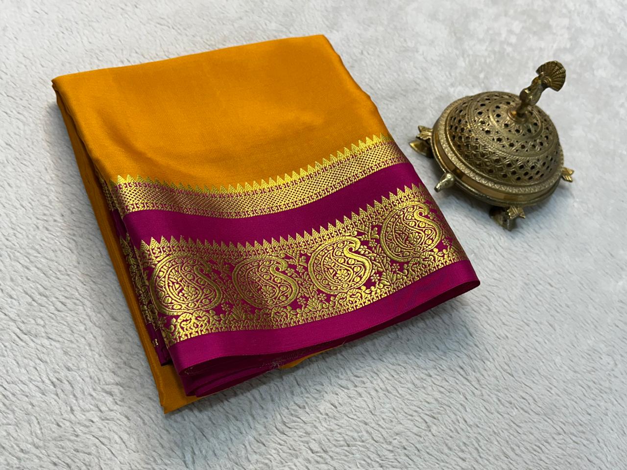 Mysore Printed Floral Silk Sarees for Grand Occasions