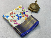 Exclusive Modern Printed Mysore Crepe Silk with Kanchi Border and Blouse