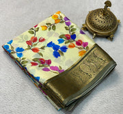 Graceful Modern Printed Mysore Crepe Silk with Contrast Pallu