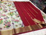 Luxurious Modern Printed Mysore Crepe Silk with Contrast Pallu