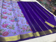 Unique Modern Printed Mysore Crepe Silk with Blouse
