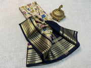 Beautiful Modern Printed Mysore Crepe Silk with Blouse