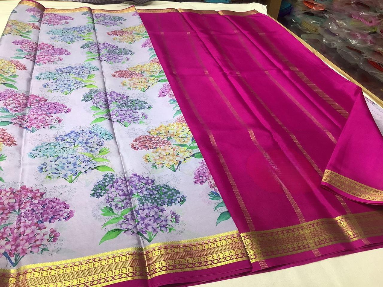 Enchanting Modern Printed Mysore Crepe Silk with Blouse