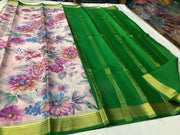 Elegant Modern Printed Mysore Crepe Silk with Blouse