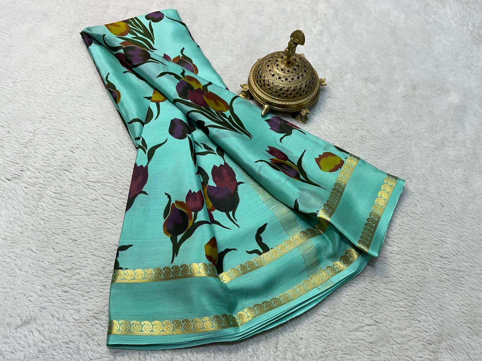 Floral Print Mysore Silk Sarees - Elegant Designs for Every Occasion